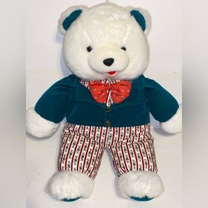 Vintage 1994 Fordlet International 30"  White Plush Stuffed Christmas Teddy Bear